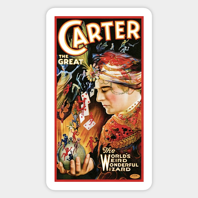 Vintage Magic Poster Art, Carter the Great Sticker by MasterpieceCafe